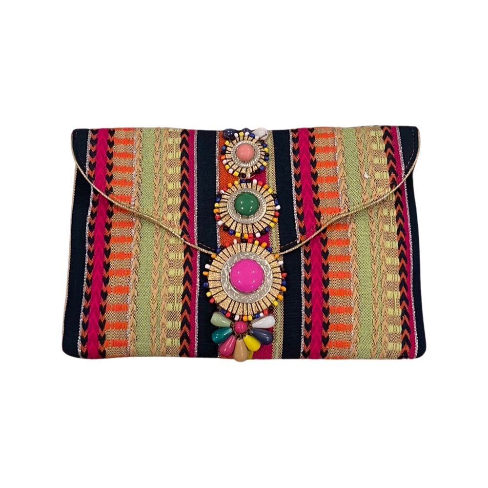 STEVE MADDEN bzada stripe colorful envelope clutch